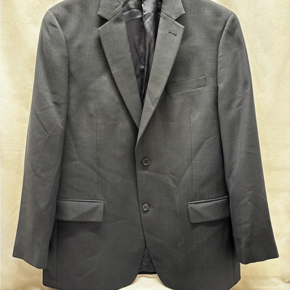 Michael Kors Men's 2 Button Windowpane Blazer Jacket Size 42R Navy Blue